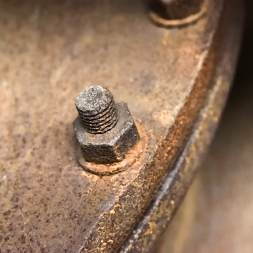 Rusty metal screw and bolt